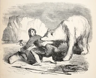 Das Abendessen des Grönländers, von einem Bären angeeignet, 1859